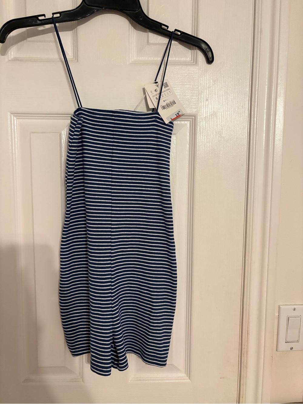 Zara Navy and White Striped Spaghetti-Strap Romper.